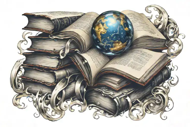 A Galaxy Swirling With Books And Scrolls Representing Knowledge And Wisdoms