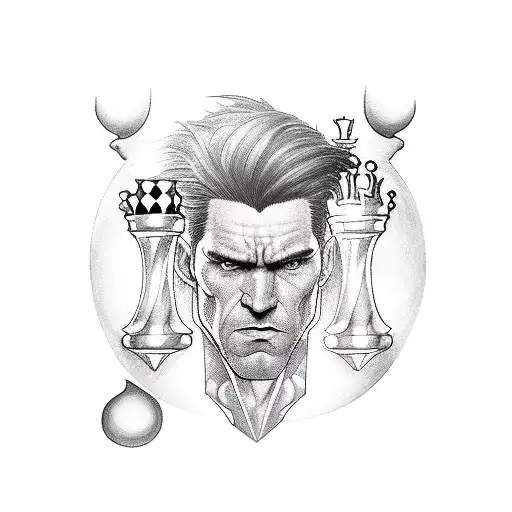 A Realistic Portrait Of The Client's Favorite Marvel Character With A Chessboard As The Background