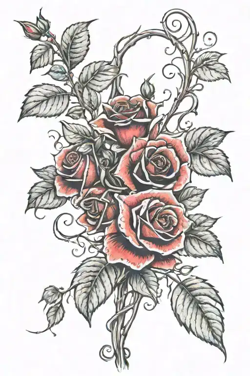 Red Roses On Vine Wrapping