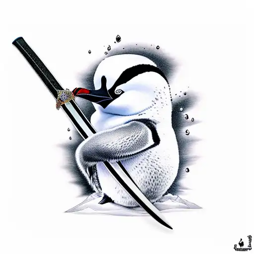 Pinguin Wielding Katana