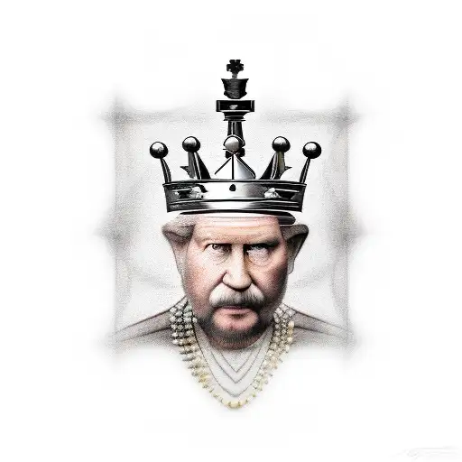 Chessboard Faded Out Into Back Ground Queen Chess Piece Up Front Pawns Around