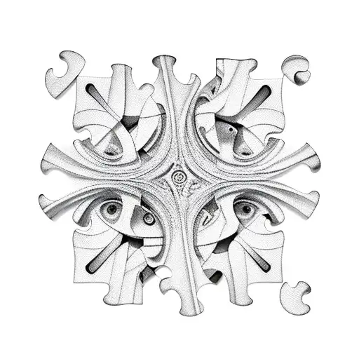 Two 3D Puzzle Pieces With Shadows