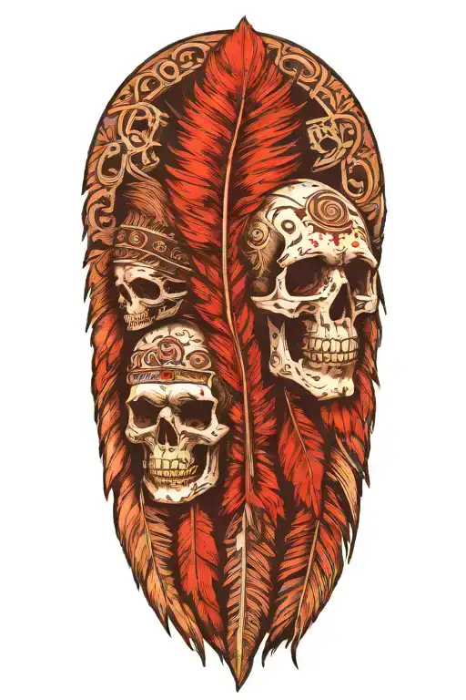 Indian Feathers With Skulls