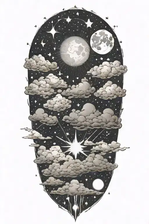 Night Sky Filled With Constellations Moon Thunderstorm Cloud Lightning Dark