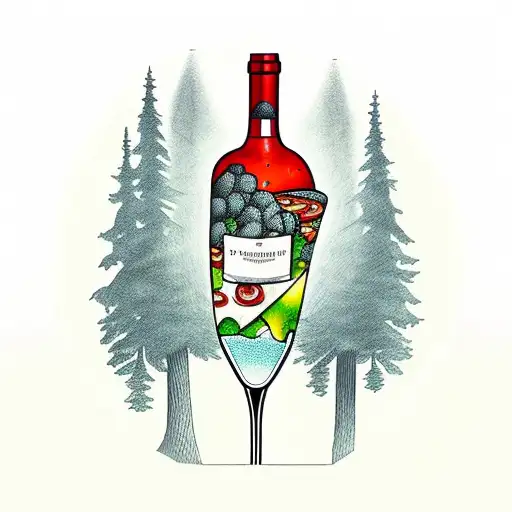 Pouring Wine From Glass But Wine Turns In To Pizza In A Forest
