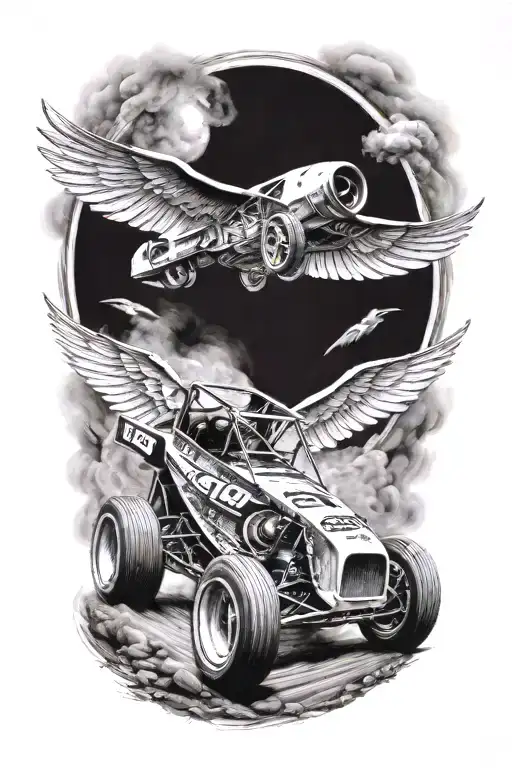 Winged Sprint Car Racing On Dirt Track