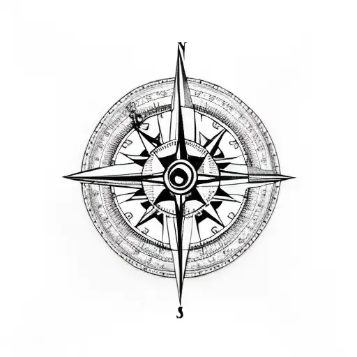 Compass With Map And Rose