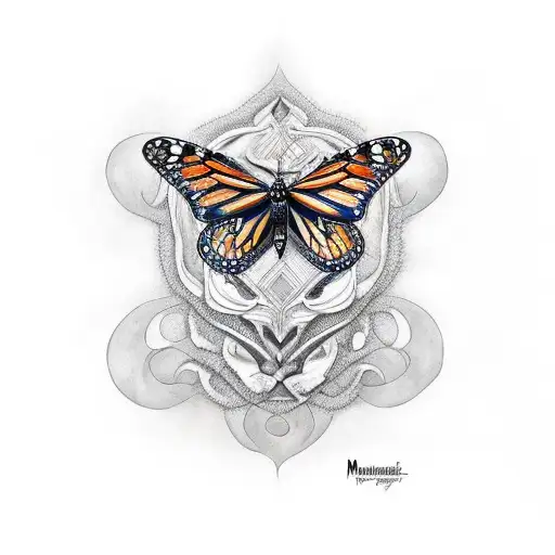 Monarch Butterfly With Dark Features And Bold Patterns