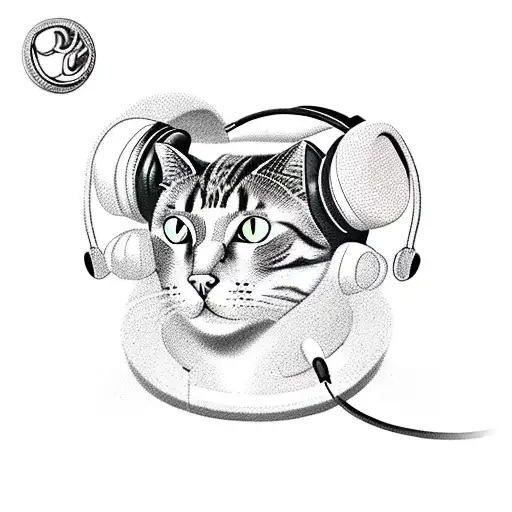 Realistic Depiction Of A Cat Wearing Headphones And Djing