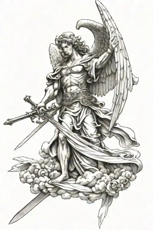 Angel Holding A Sword In Heaven