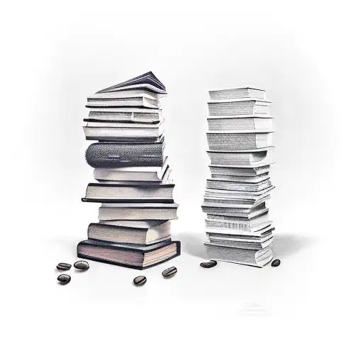 A Stack Of Books With Coffee Cups As The Spines