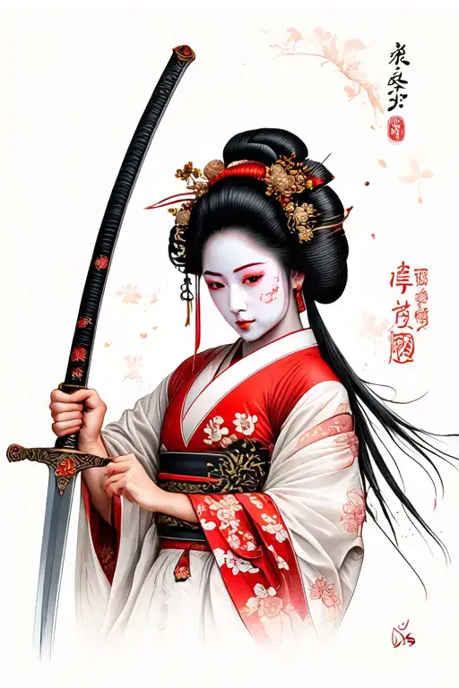 Geisha Holding A Katana