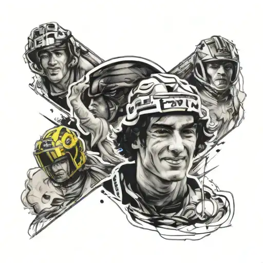 Create A Portrait Of Aryton Senna With A Rock Music Theme