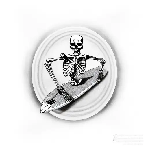 Skeleton On A Surfboard
