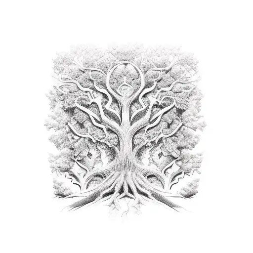 3D Vines Surrounding A Intricate Tree Trunk