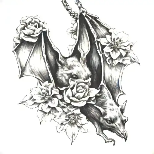 Flowers Bat Hanging Upside