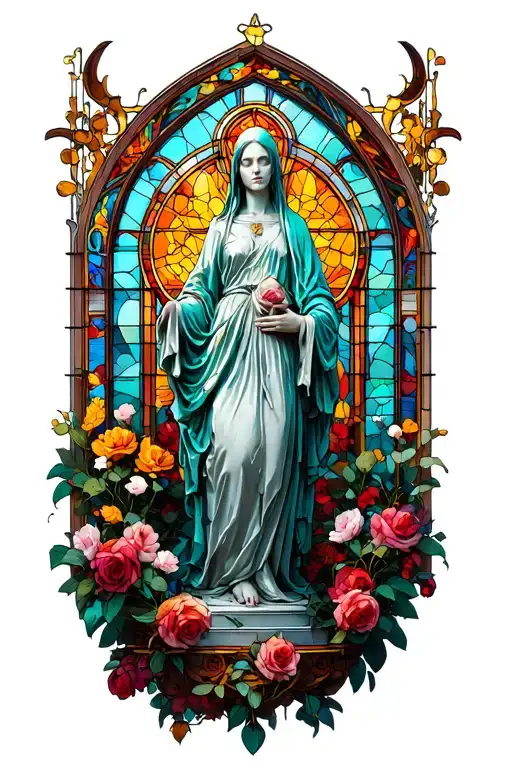 Gothic Stained Glass Statues