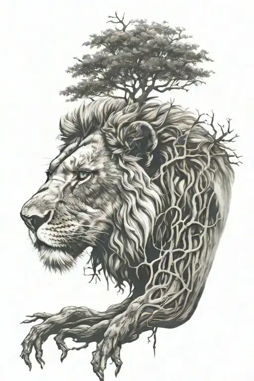 Tree Lion Roots Reflection