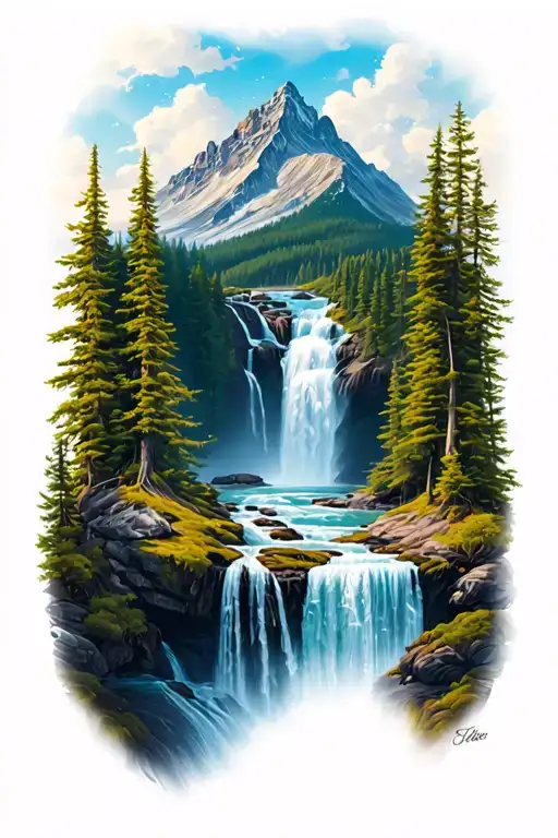 Waterfall Forest Mountain