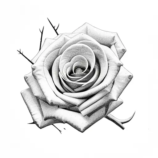 Rose On Top Of Gears With Leaves And A Thorn Vine That Wraps Around It