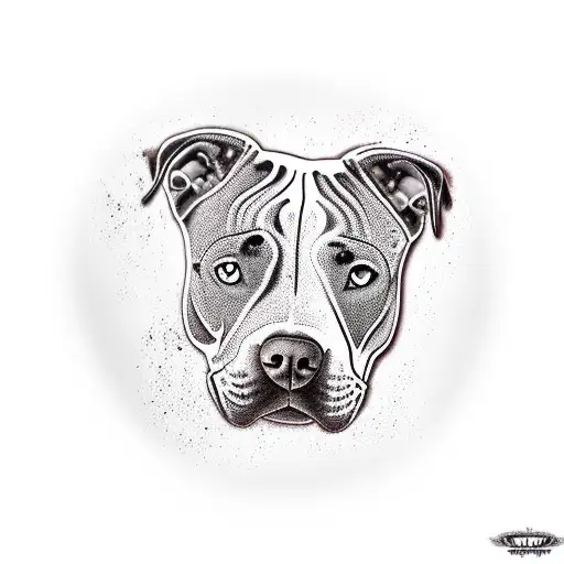 Pit Bull With White Face And Brown Spots On The Left Eye And Brown Spot On The Right Ear