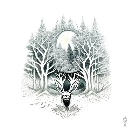A Wendigo Emerging From A Book With A Forest Landscape Inside It