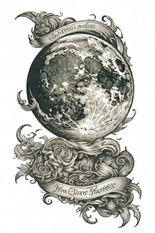 The Moon With The Phrase 'The Moon Taught Me There Is Beauty In Darkness Too'