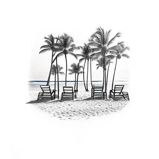 Chairs On A Beach With Palm Trees