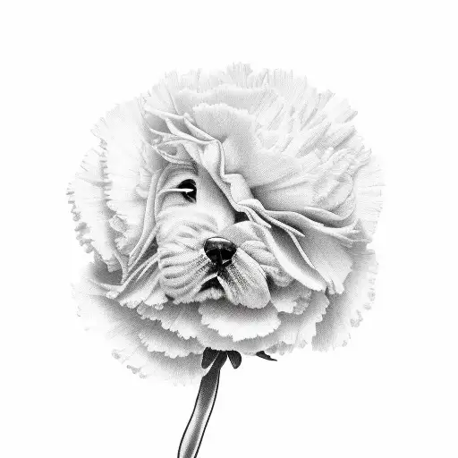 Dog Surrounded By Carnations