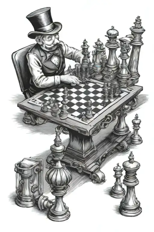 Monopoly Guy Playing Chess