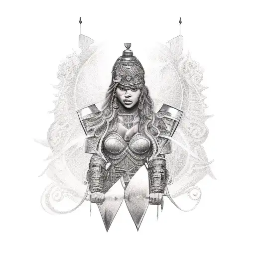 Portrait Of A Hot Woman Warrior Goddess Leg Sleeve