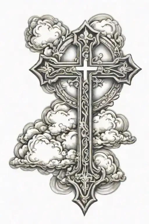 Christian Cross With Clouds