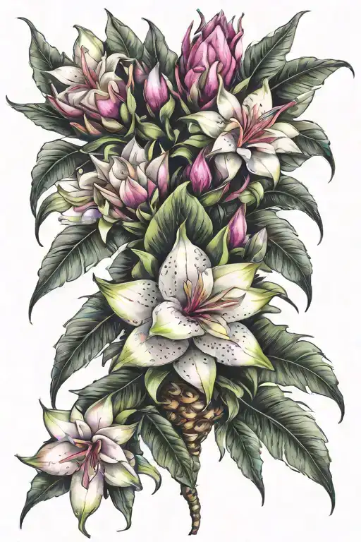 Dragonfruit Plant With Dragon Head And Plumeria Flowers