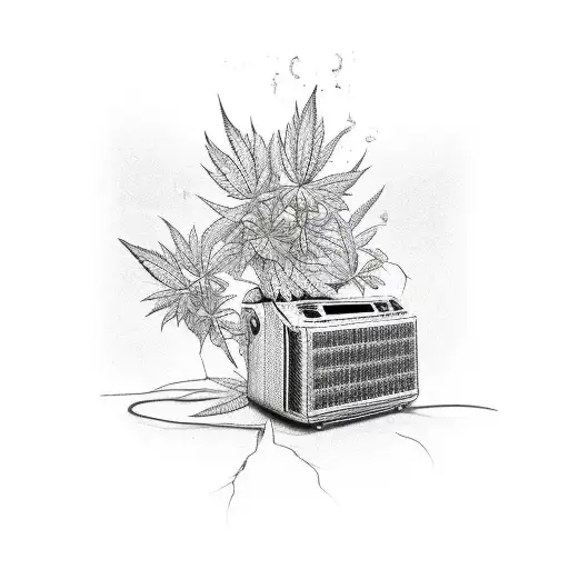 A Weed Plant Growing Out Of A Boombox