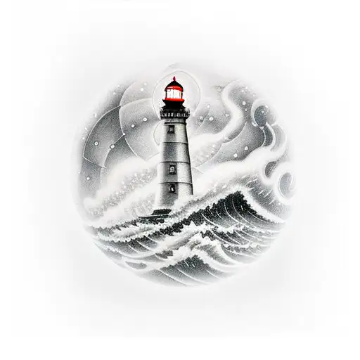 Disco Ball Lighthouse In Storm