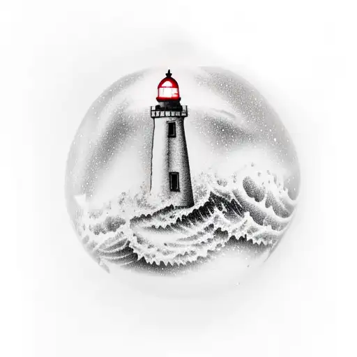 Disco Ball Lighthouse In Storm
