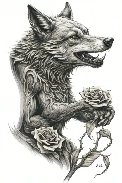 Big Bad Wolf Holding Rose