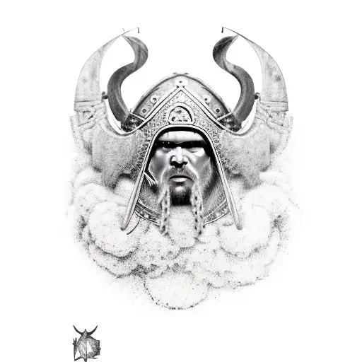 Viking Warrior With Axe And Raven