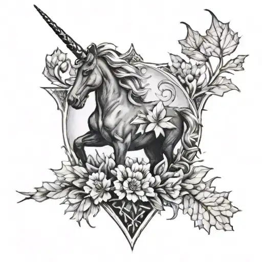 Canadian Mapleleaf And Scottish Unicorn Surrounded