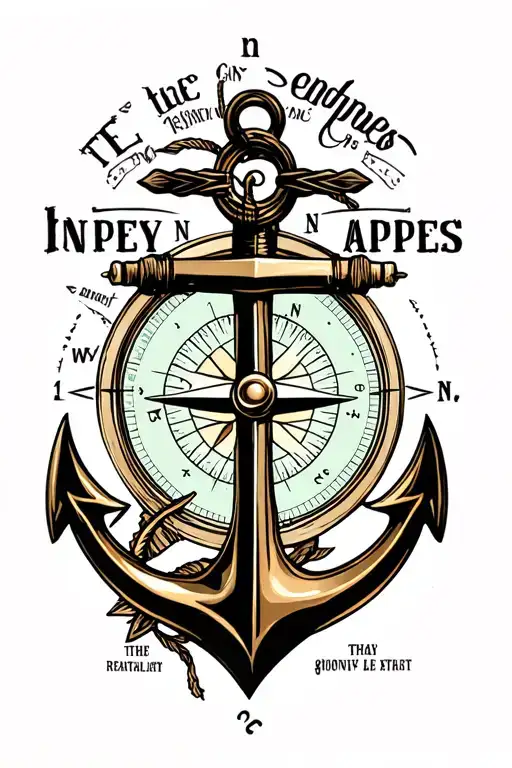 Cardinal Points Compass With Anchor And The Sentence Happens That Can