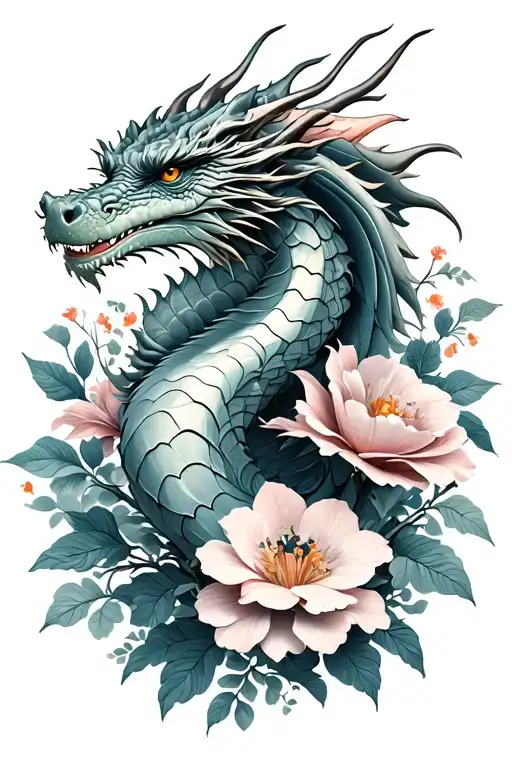 Dragon And Flowers Growing
