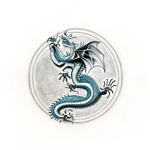 Dragon Surrounding A Circle For Phrases