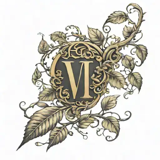 Golden Roman Numeral Vii Withering Away With Vines Growing