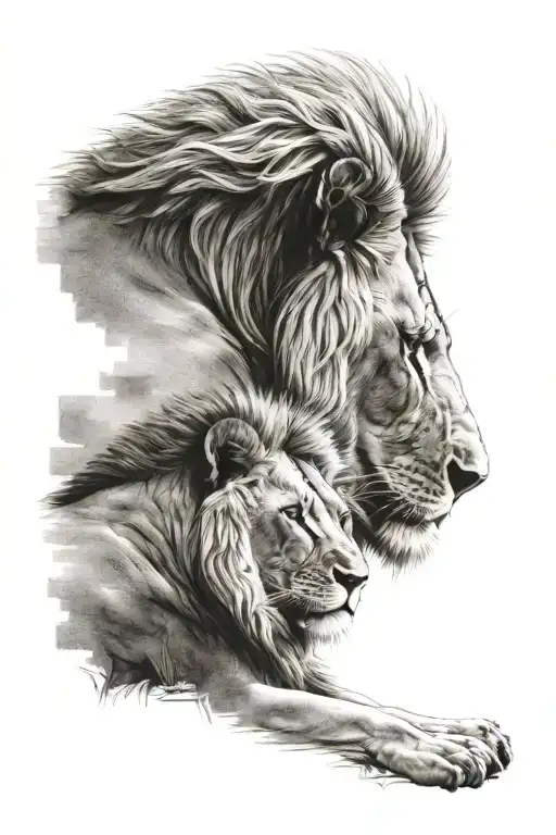 1 Male Lion 1 Female Lion Together On The Savanaa Symbolizing My Parents