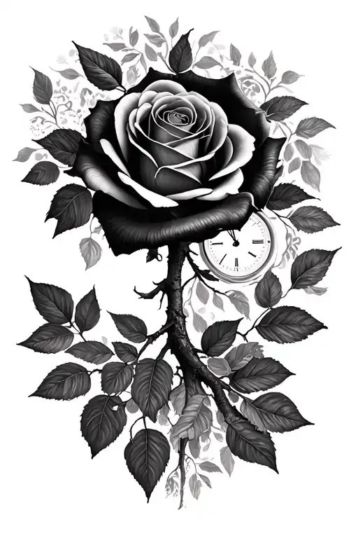 Tree Time And Black Rose And Life