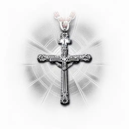 Cross With A Rosary Around It For Men