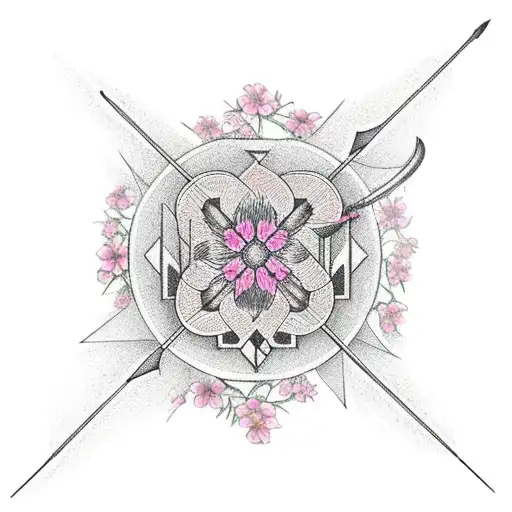 An Arrow With Pink Sakura Flower