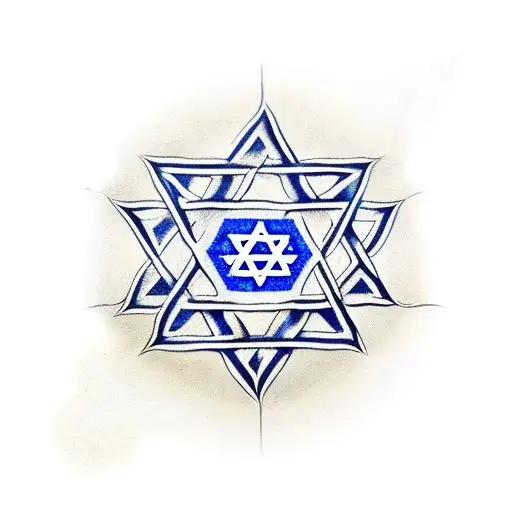 Star Of David With Israeli Flag In The Background