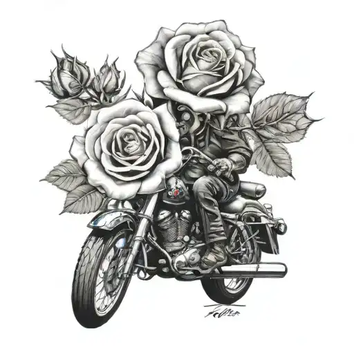 2 Bikers Holding Hands With A Rose