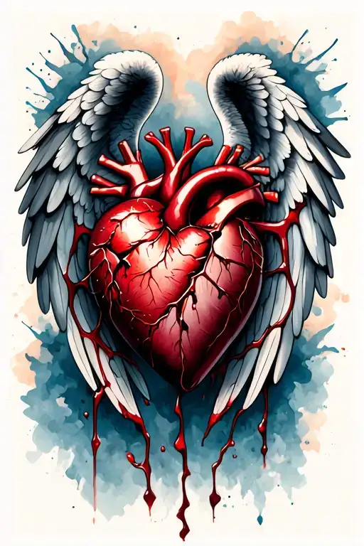 Shattered Heart Bleeding With Wings Hugged With Cancer Loop